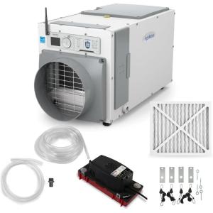 imageAprilAire E100C Pro 100Pint WholeHouse Dehumidifier with Castors Energy Star Certified CommercialGrade WholeHome Dehumidifier for Basement Crawlspace or Whole House up to 5500 sq ftWiFi Dehumidifier