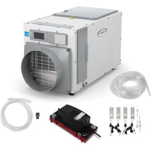 imageAprilAire E080W Smart WiFi WholeHouse Dehumidifier 80Pint ENERGY STAR Commercial Dehumidifier for Basement Crawl Space ampamp Home up to 4400 SqFt with Pump Drain Hose Hanging Kit MERV 11 FilterDehumidifier wDIY Bundle